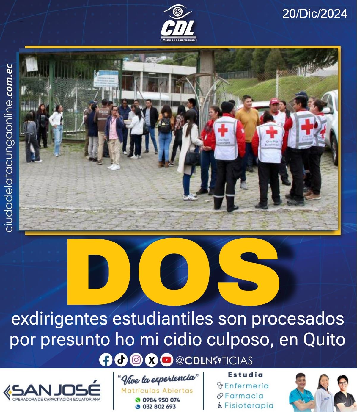 Dos exdirigentes estudiantes son procesados ​​por presunto homicidio culposo, en Quito