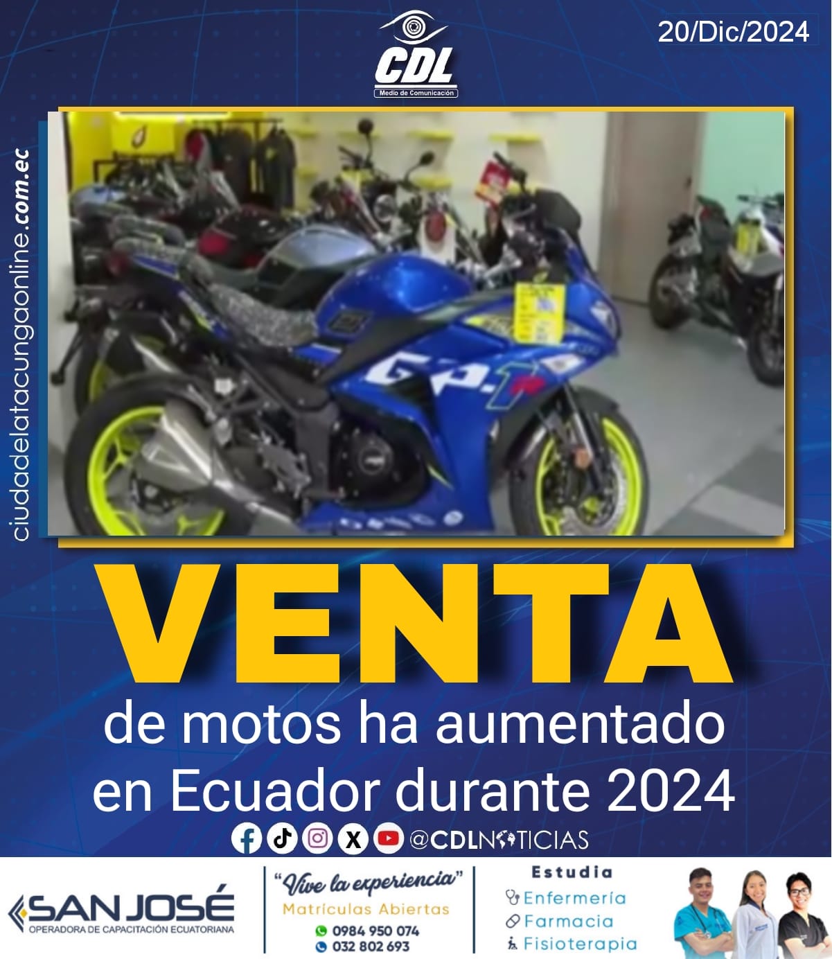 Venta de motos ha aumentado en Ecuador durante 2024