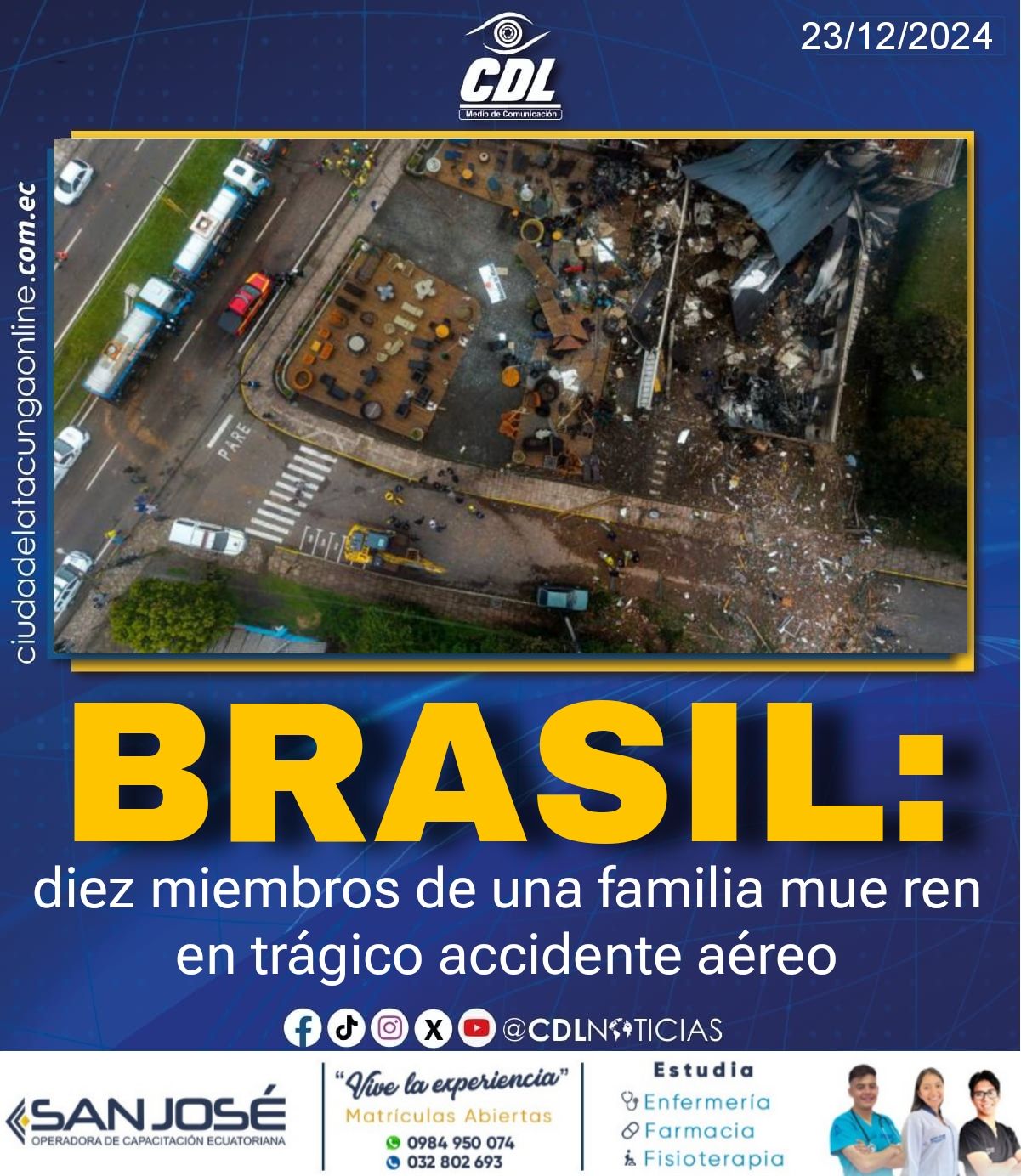 Brasil: diez miembros de una familia mue ren en trágico accidente aéreo