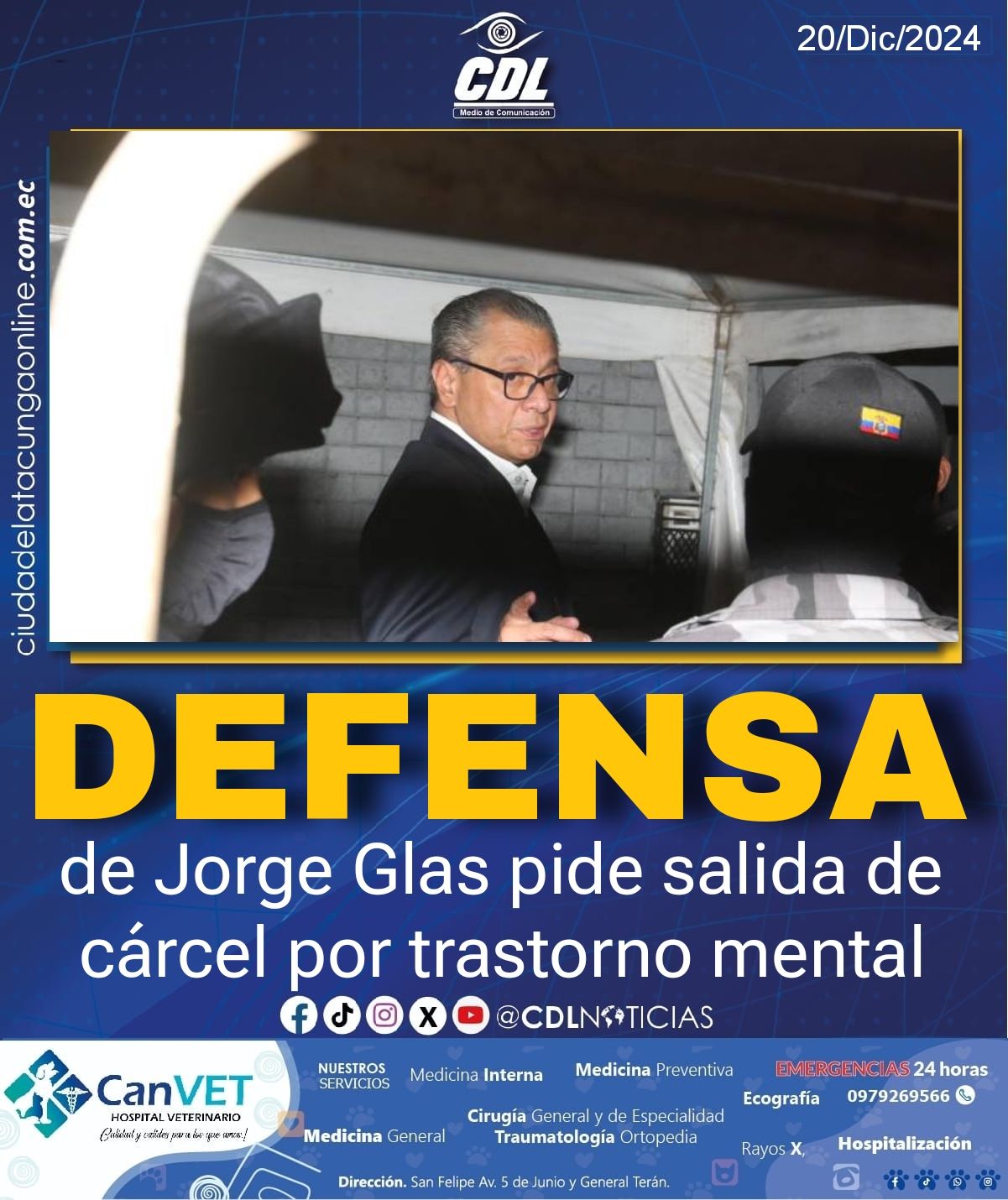 Caso Reconstrucción de Manabí: Defensa de Jorge Glas pide salida de cárcel por trastorno mental