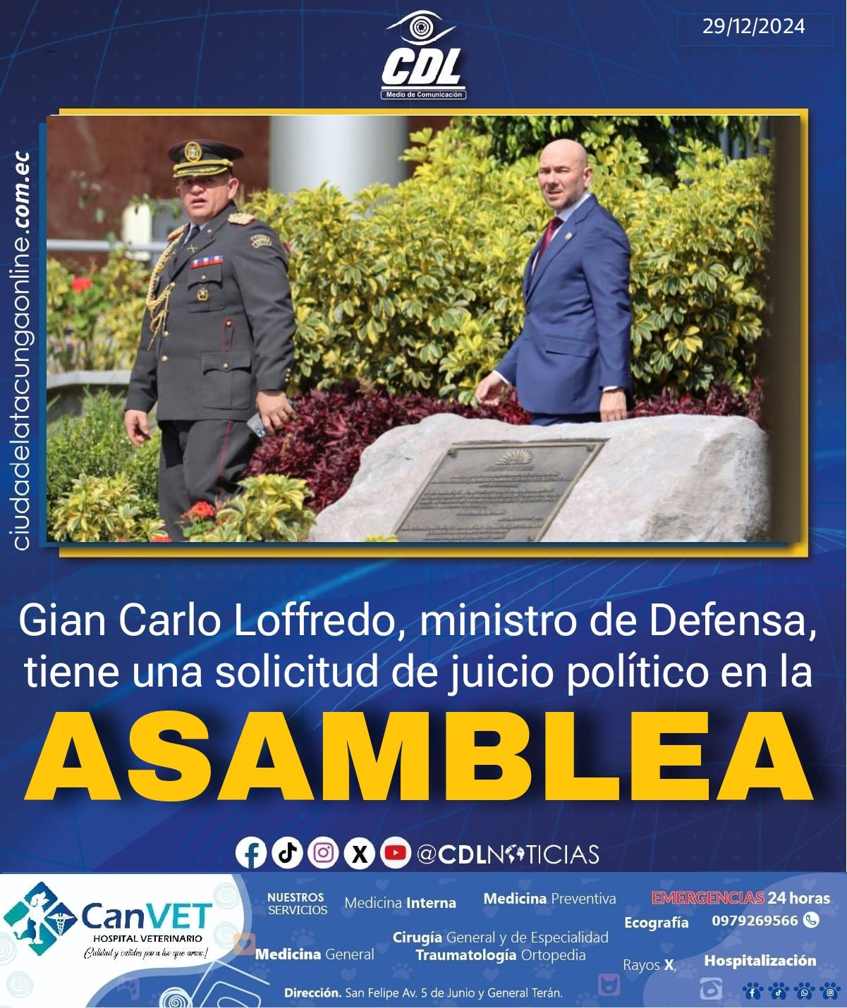 Gian Carlo Loffredo, ministro de Defensa, tiene una solicitud de juicio político en la Asamblea