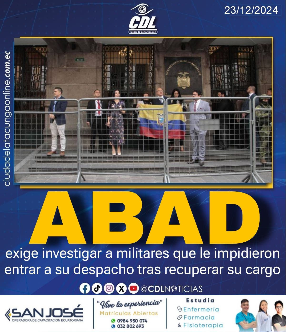 Verónica Abad exige investigar a militares que le impidieron entrar a su despacho tras recuperar su cargo