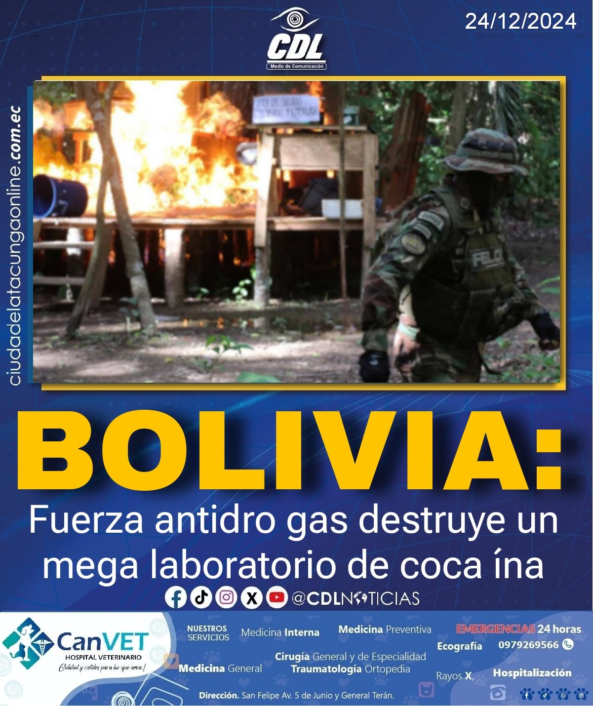 Bolivia: Fuerza antidro gas destruye un mega laboratorio de coca ína