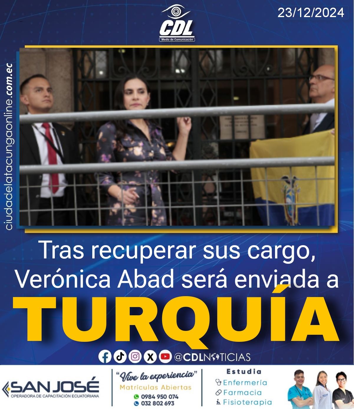 Tras recuperar sus cargo, Verónica Abad será enviada a Turquía