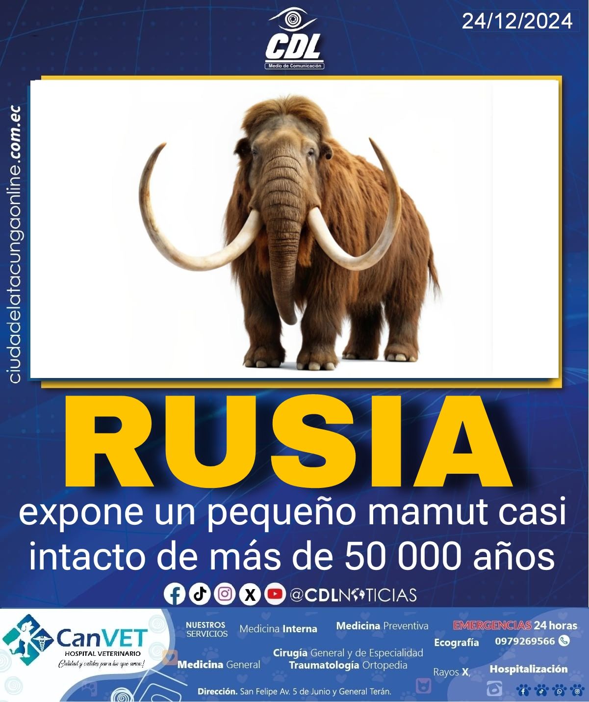 Rusia expone un pequeño mamut casi intacto de más de 50 000 años