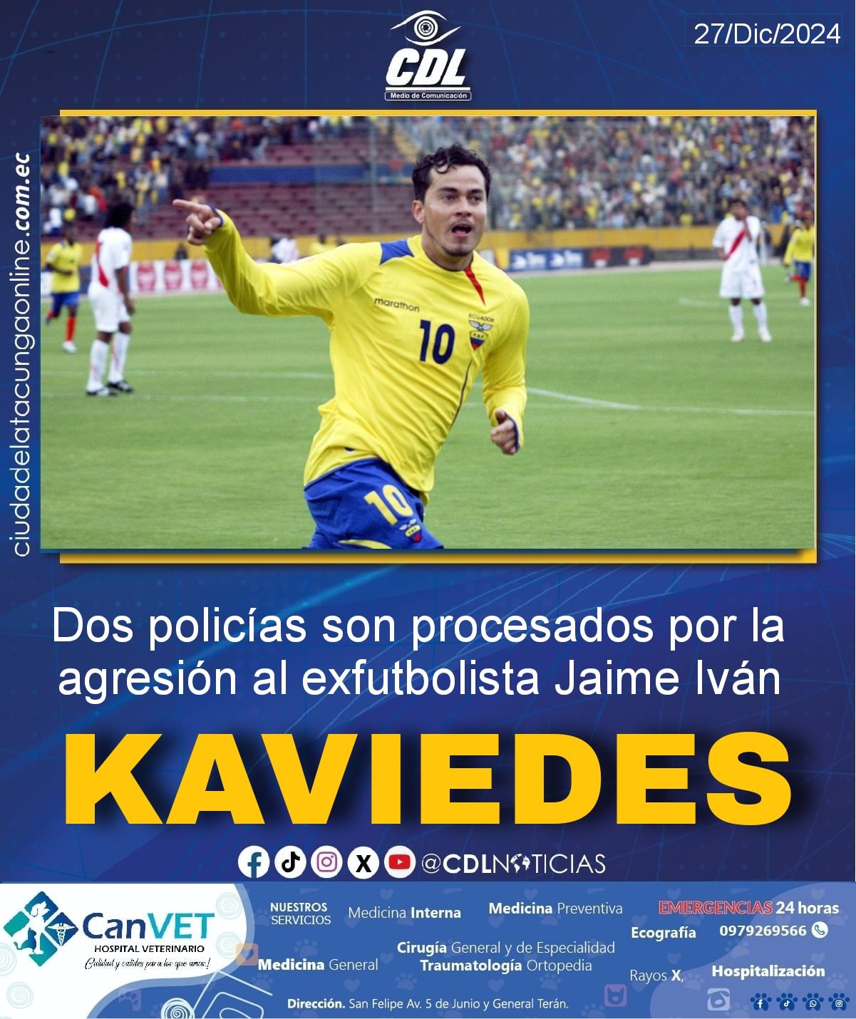 Dos policías son procesados por la agresión al exfutbolista Jaime Iván Kaviedes, en Napo
