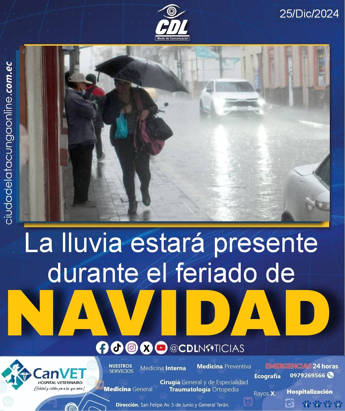 Clima en Ecuador | La lluvia estará presente durante el feriado de Navidad
