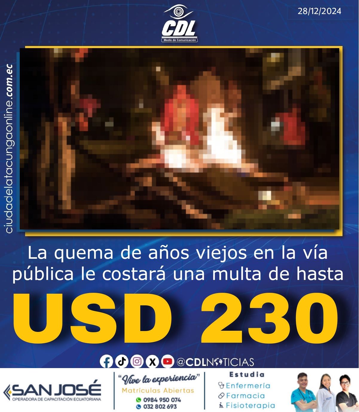 La quema de años viejos en la vía pública le costará una multa de hasta USD 230