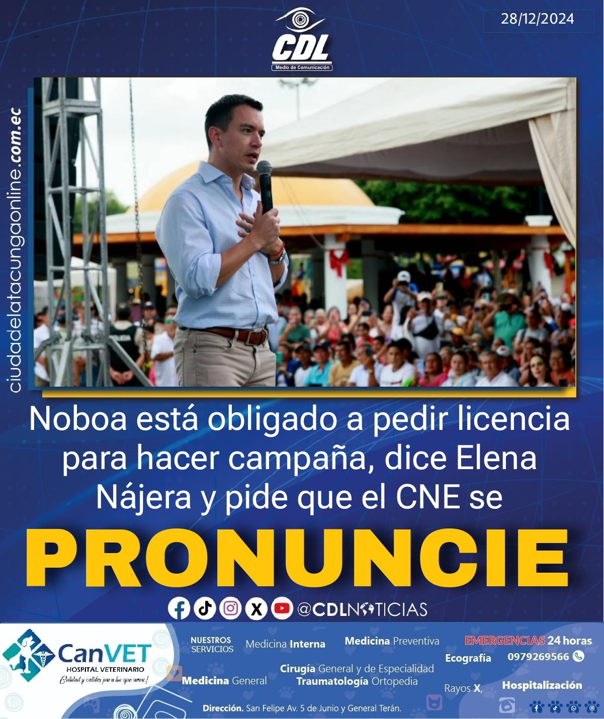 Daniel Noboa está obligado a pedir licencia para hacer campaña, dice Elena Nájera y pide que el CNE se pronuncie