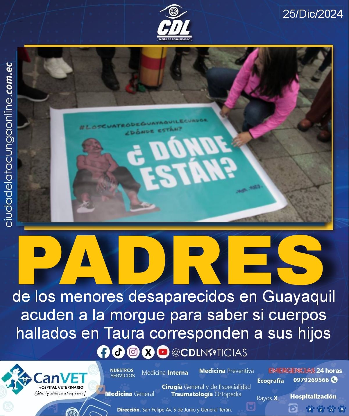 Los padres de los menores desaparecidos en Guayaquil acuden a la morgue para saber si cuerpos hallados en Taura corresponden a sus hijos