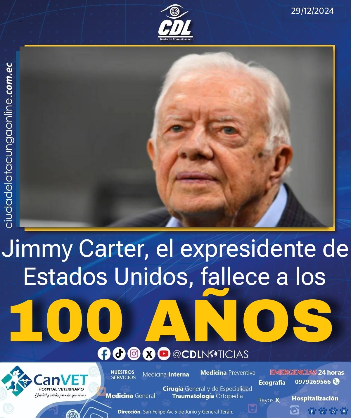 Jimmy Carter, el expresidente de Estados Unidos, fallece a los 100 años
