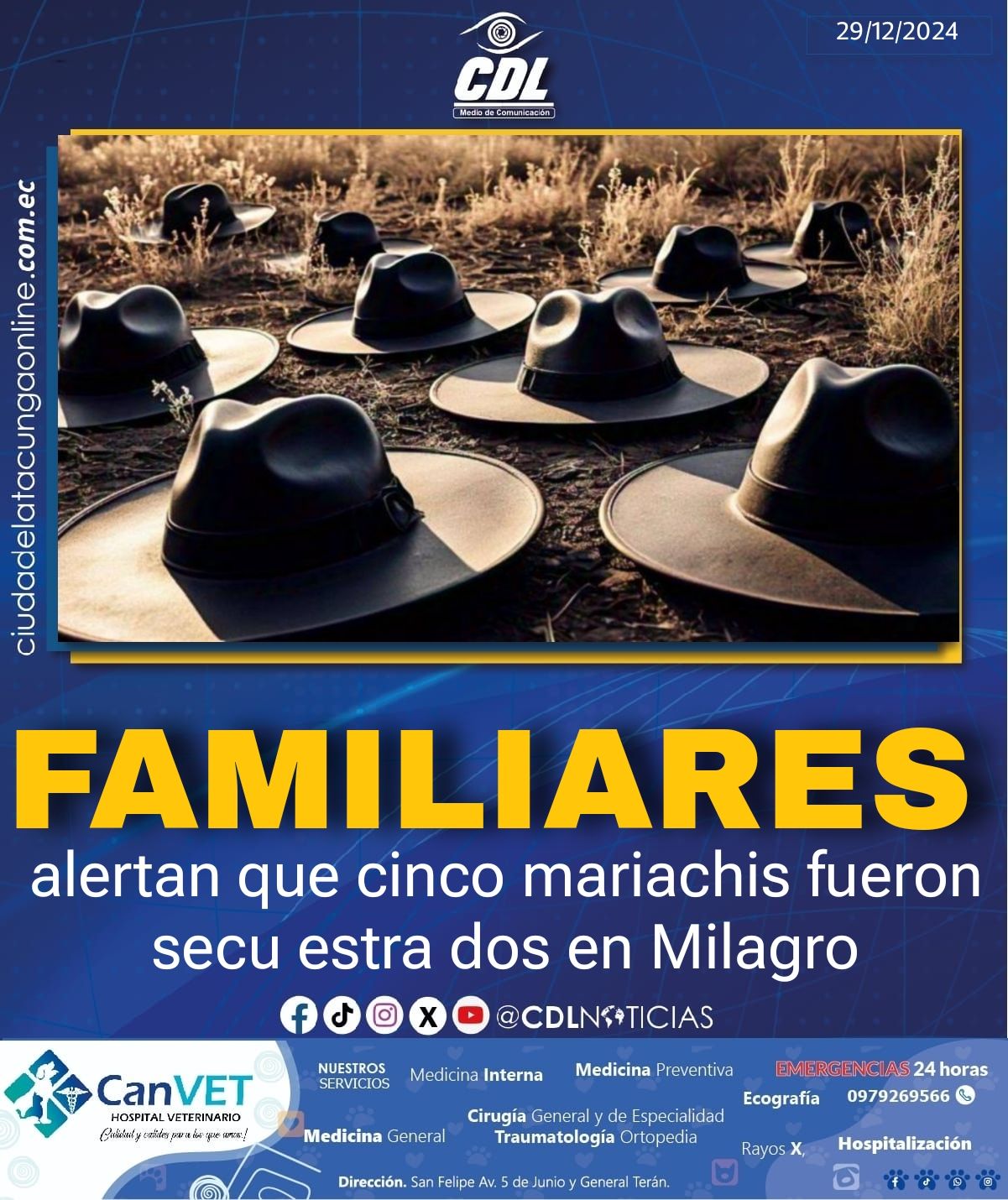 Familiares alertan que cinco mariachis fueron secu estra dos en Milagro