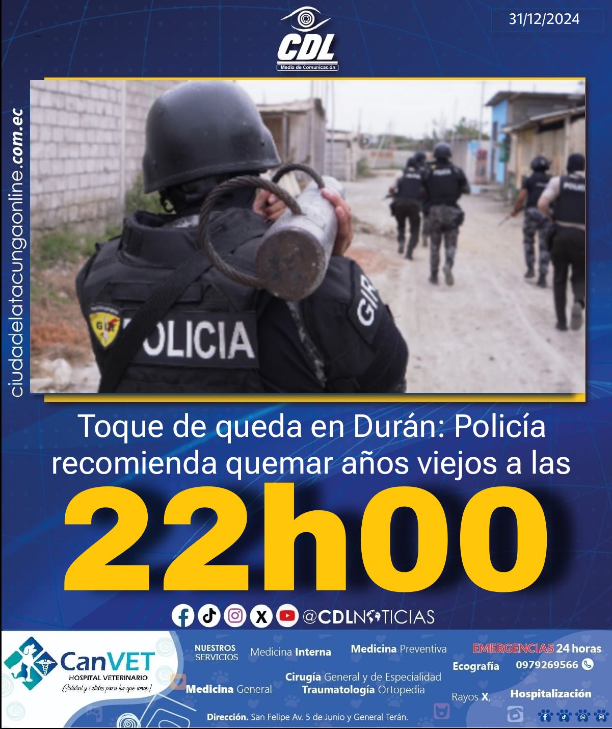 Toque de queda en Durán: Policía recomienda quemar años viejos a las 22:00