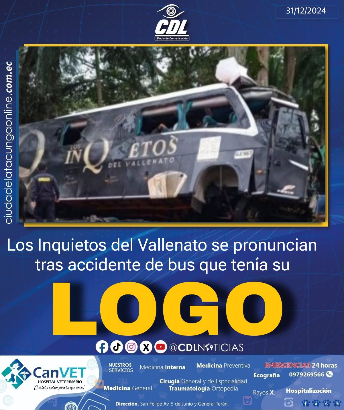 Los Inquietos del Vallenato se pronuncian tras accidente de bus que tenía su logo