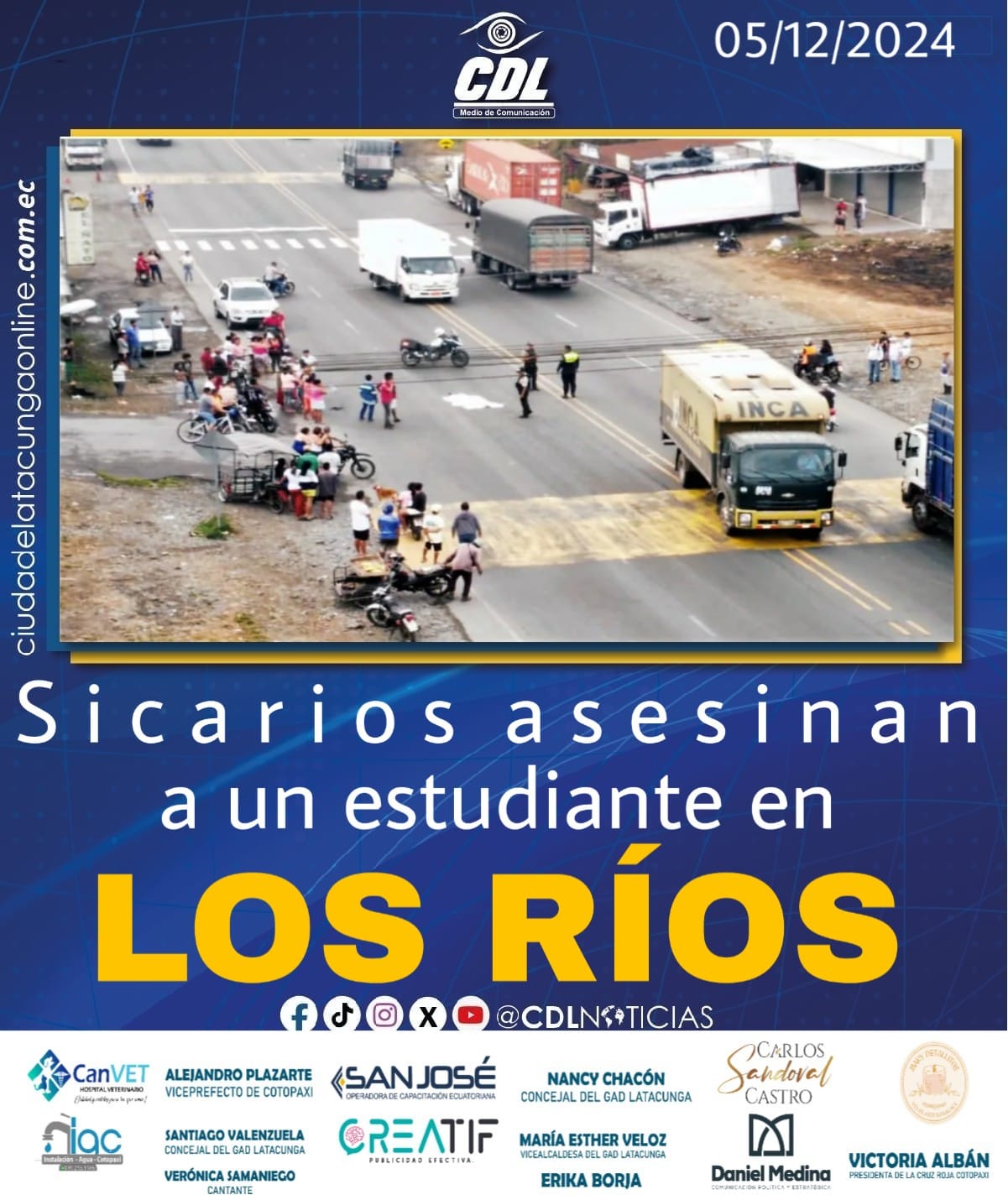 S i c a r i o s  a s e s i n a n  a un estudiante en Los Ríos