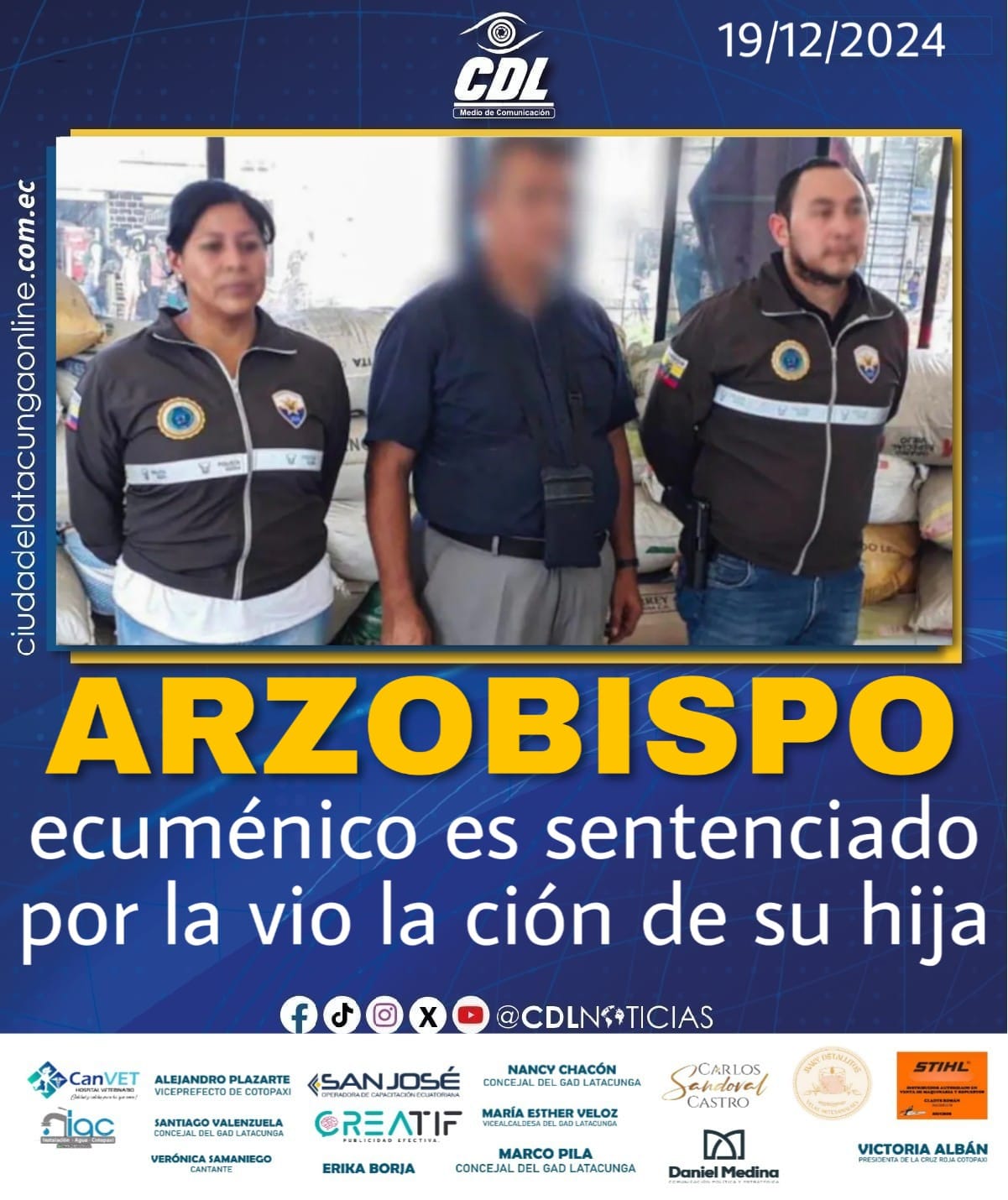 Arzobispo ecuménico es sentenciado por segunda vez por la vio la ción de su hija en Quito