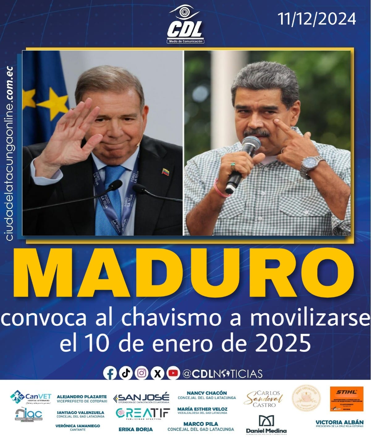 Maduro convoca al chavismo a movilizarse el 10 de enero de 2025