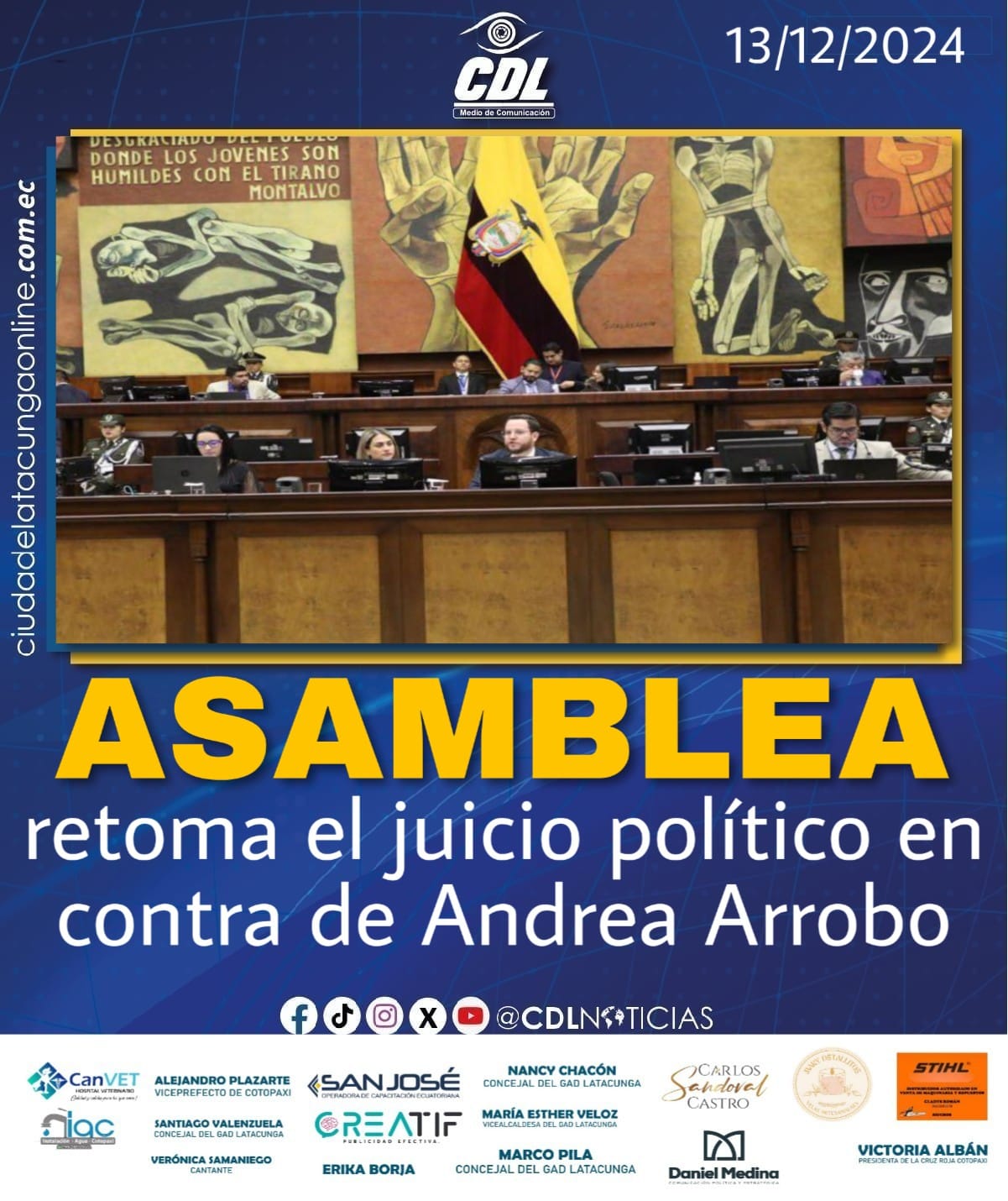 Asamblea retoma el juicio político en contra de Andrea Arrobo