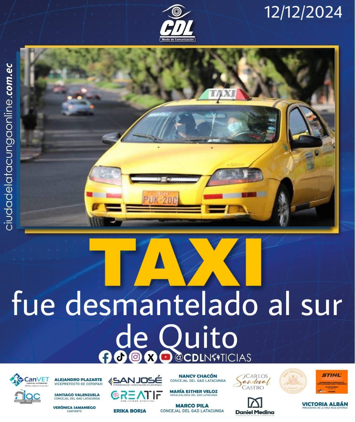 Taxi fue desmantelado en el sur de Quito