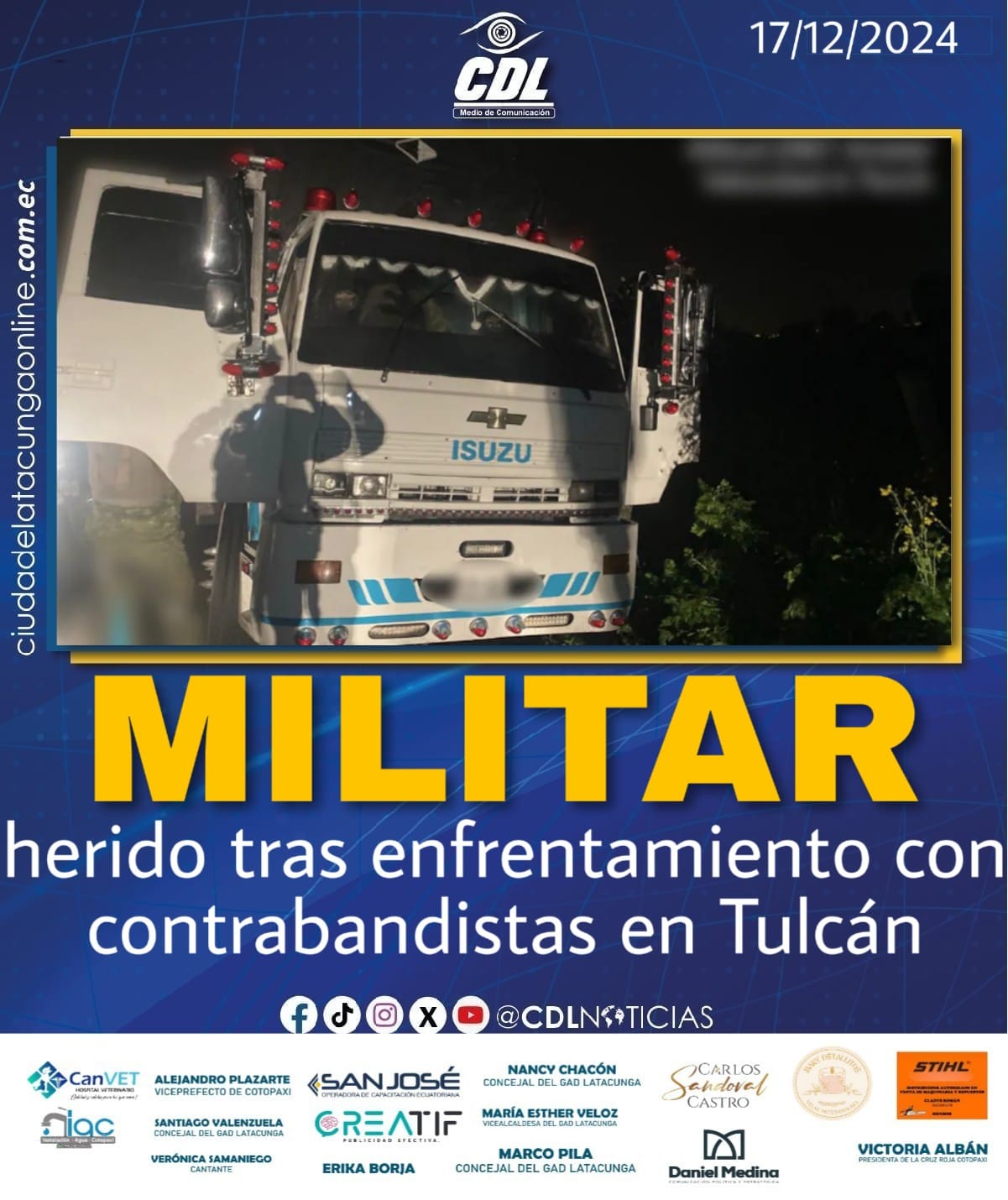 Militar herido tras enfrentamiento con contrabandistas en Tulcán
