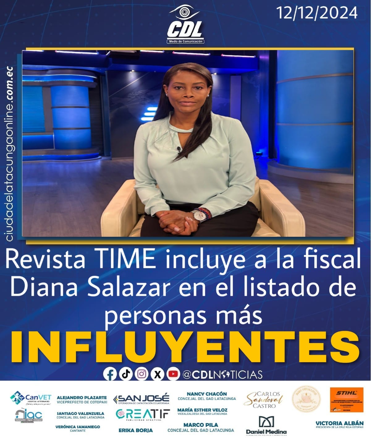 Revista TIME incluye a la fiscal Diana Salazar en el listado de las personas más influyentes de 2024