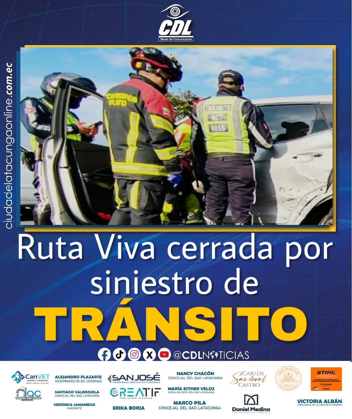 Ruta Viva cerrada parcialmente por siniestro de tránsito