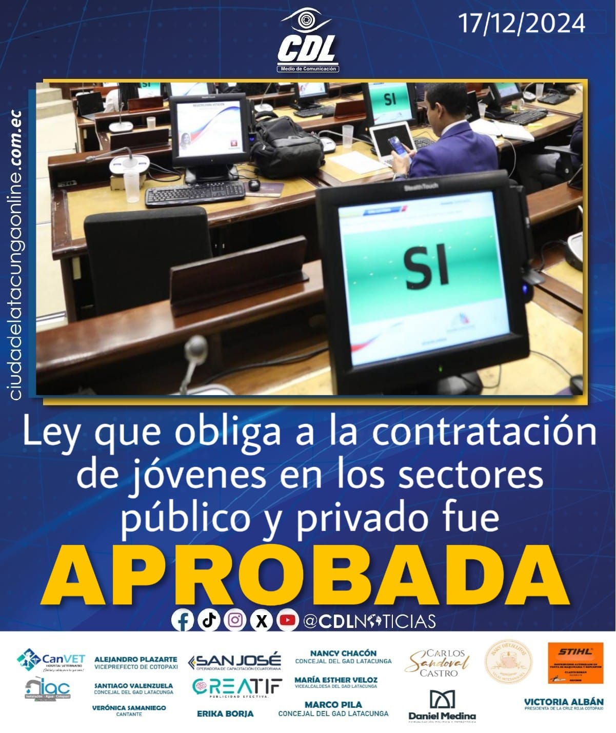 Asamblea: la Ley que obliga la contratación de jóvenes en los sectores público y privado fue aprobada