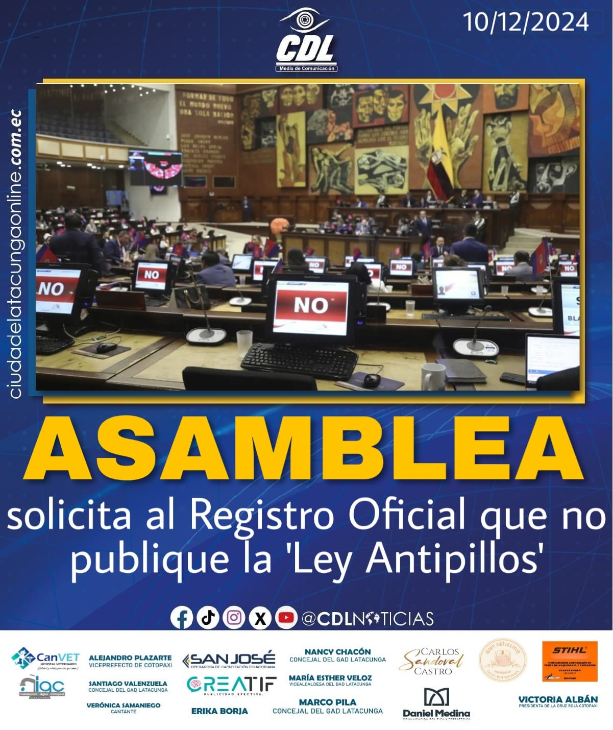 Asamblea solicita al Registro Oficial que no publique la ‘Ley Antipillos’