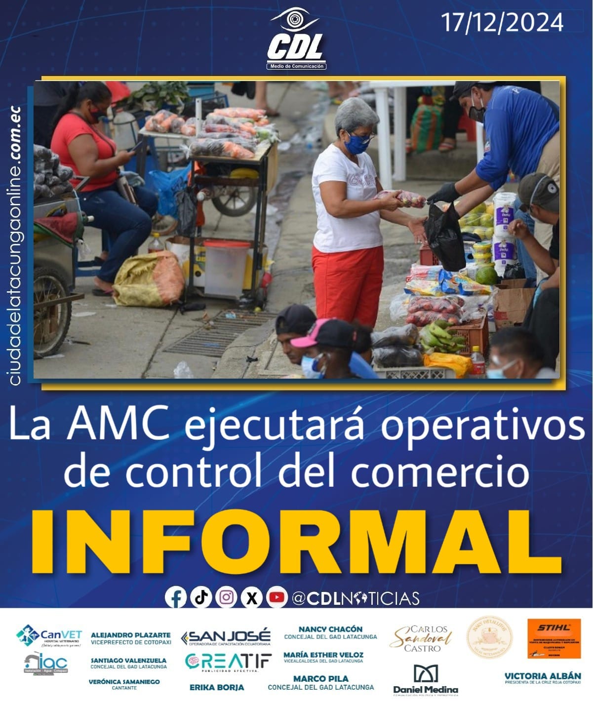 La Agencia Metropolitana de Control ejecutará operativos de control del comercio informal durante las festividades
