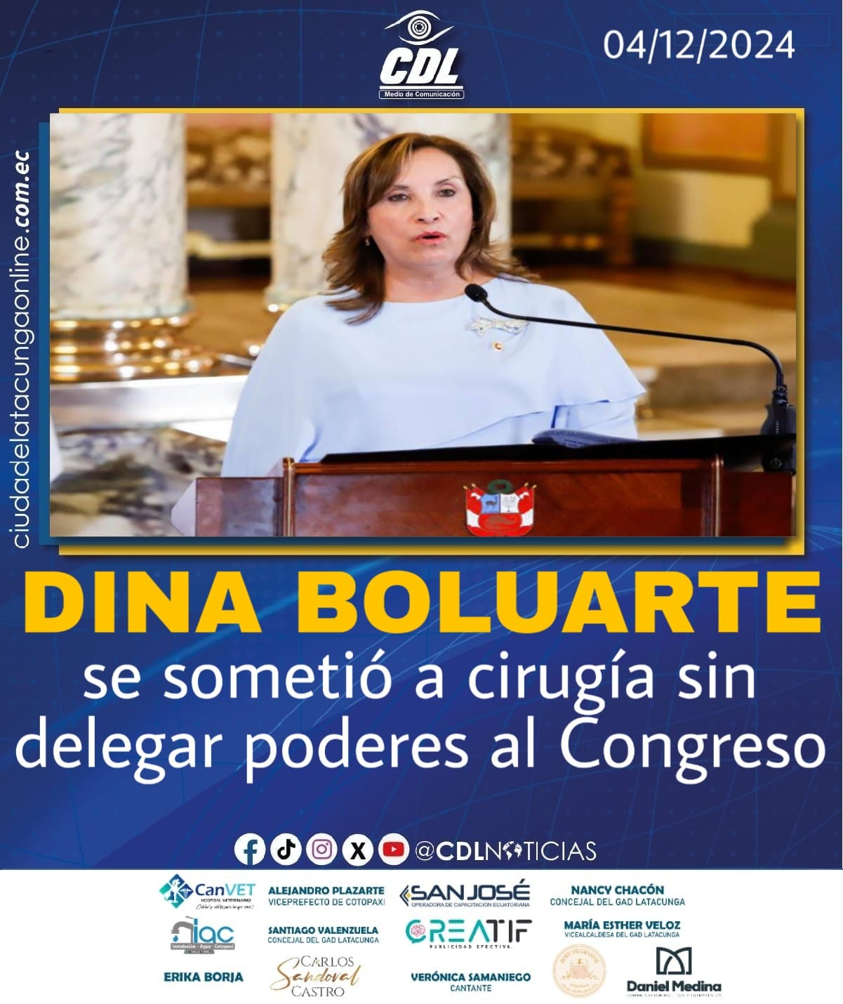 Dina Boluarte se sometió a cirugía sin informar ni delegar poderes al Congreso