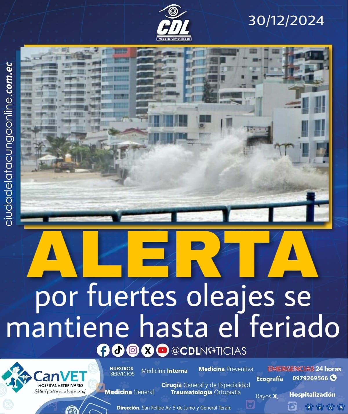 Alerta por fuertes oleajes se mantiene en Ecuador hasta el feriado