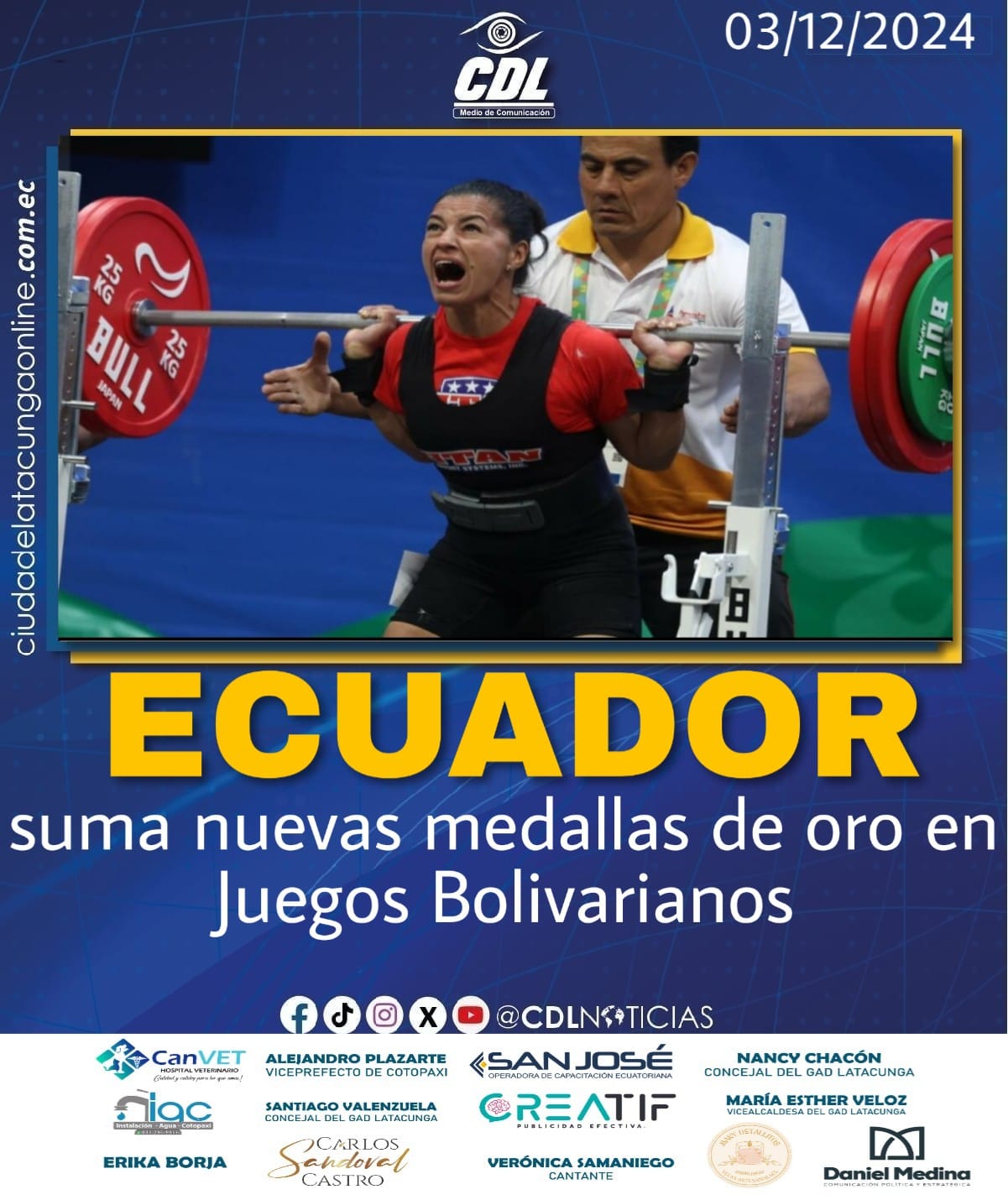 Ecuador suma nuevas medallas de oro en Juegos Bolivarianos