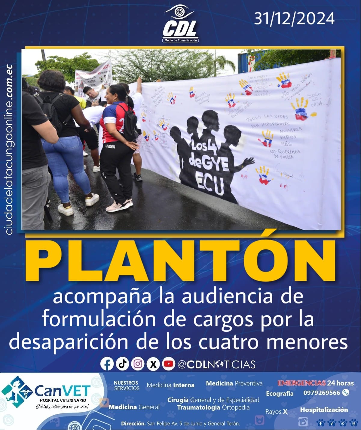 Plantón acompaña audiencia de formulación de cargos por cuatro menores de Las Malvinas desaparecidos en Taura