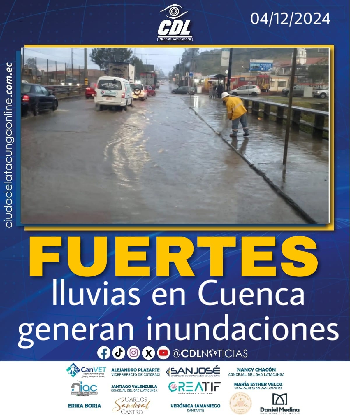 Fuertes lluvias en Cuenca generan inundaciones y colapso de estructura