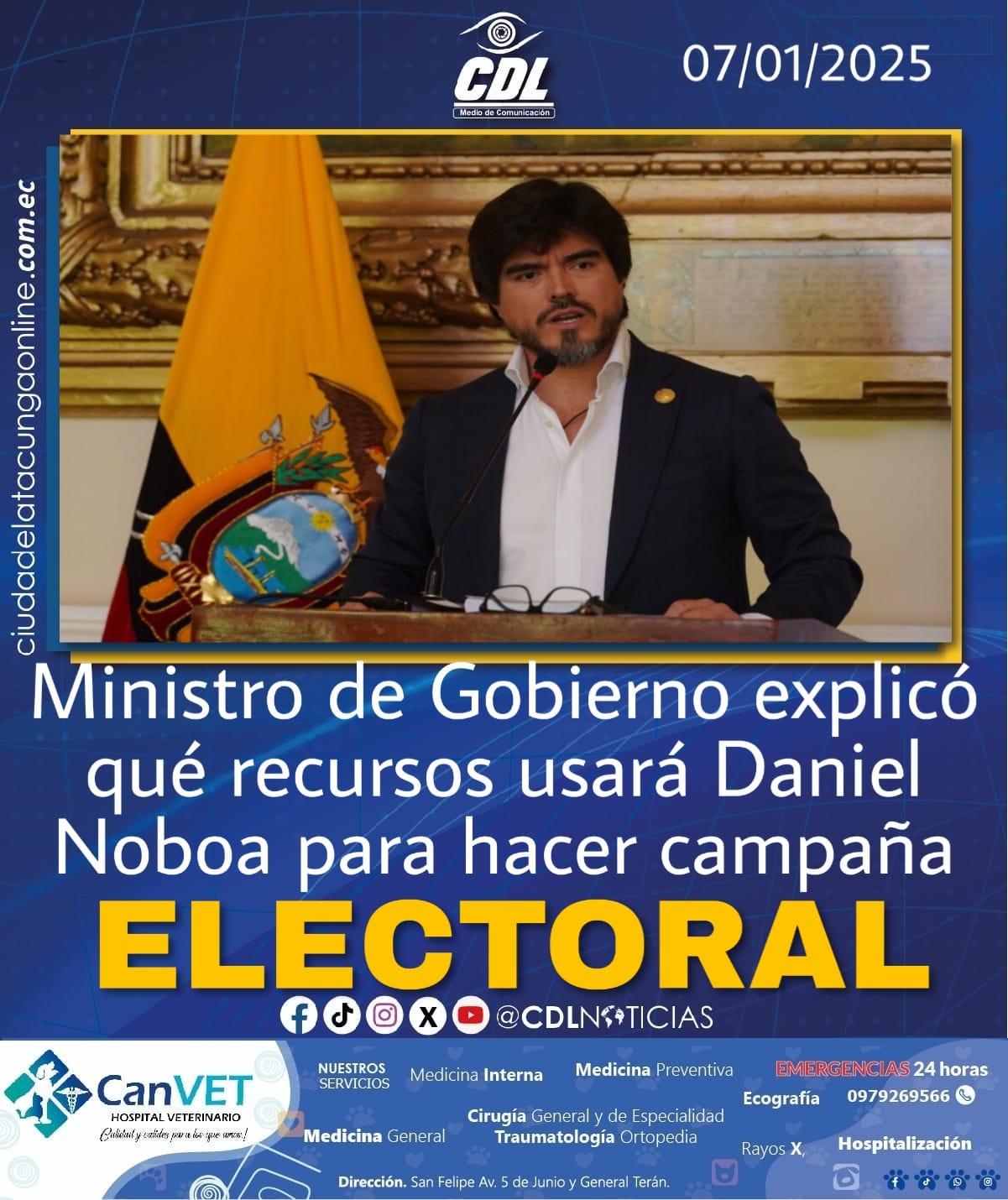 Ministro de Gobierno explicó qué recursos usará Daniel Noboa para hacer campaña electoral