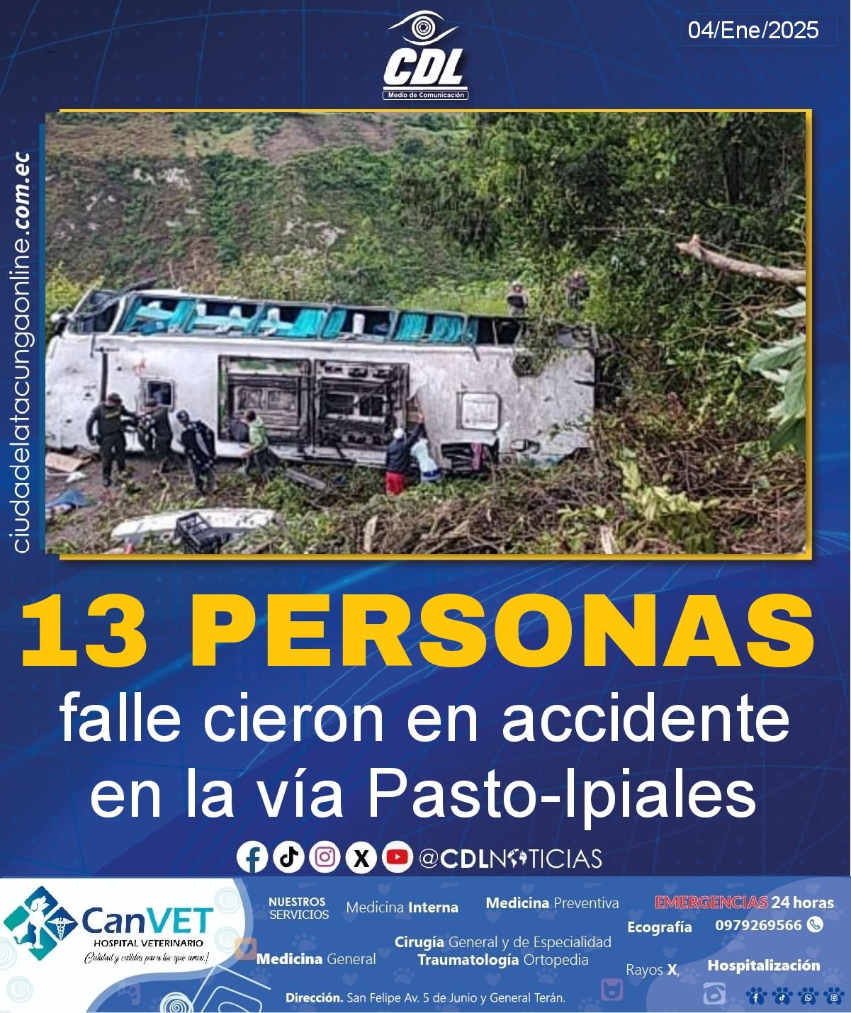 13 personas falle cieron en accidente en la vía Pasto-Ipiales