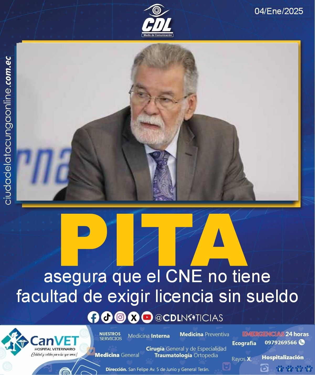 Pita asegura que el CNE no tiene facultad de exigir licencia sin sueldo