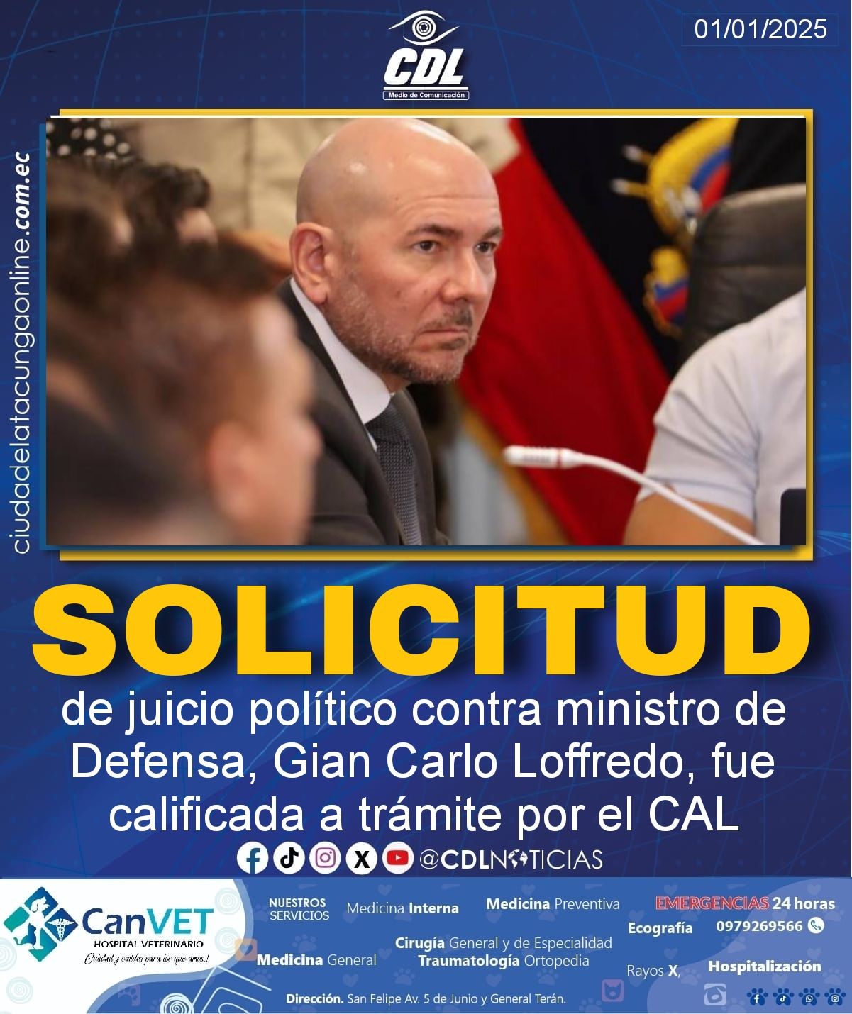 Solicitud de juicio político contra ministro de Defensa, Gian Carlo Loffredo, fue calificada a trámite por el CAL