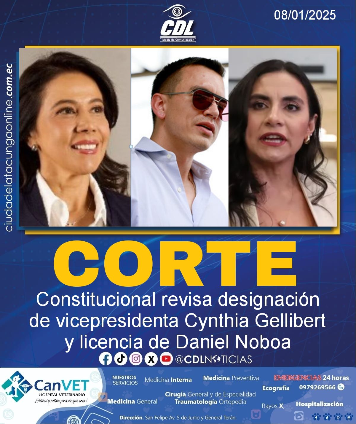 Corte Constitucional revisa designación de vicepresidenta Cynthia Gellibert y licencia de Daniel Noboa