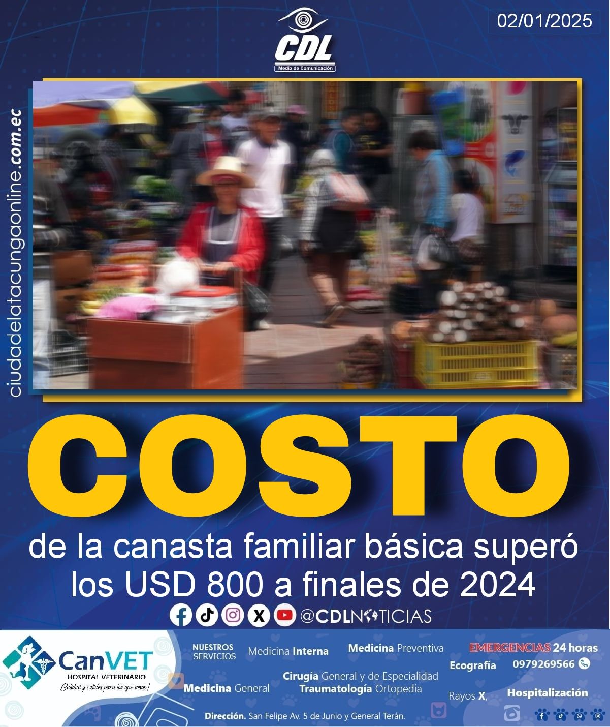 El costo de la canasta familiar básica superó los USD 800 a finales de 2024