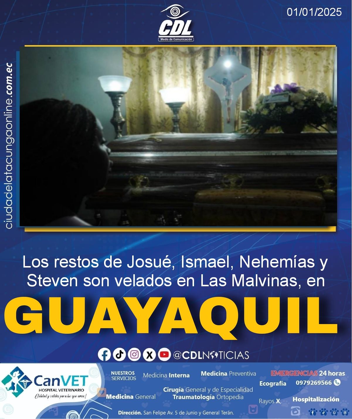 Los restos de Josué, Ismael, Nehemías y Steven son velados en Las Malvinas, en Guayaquil