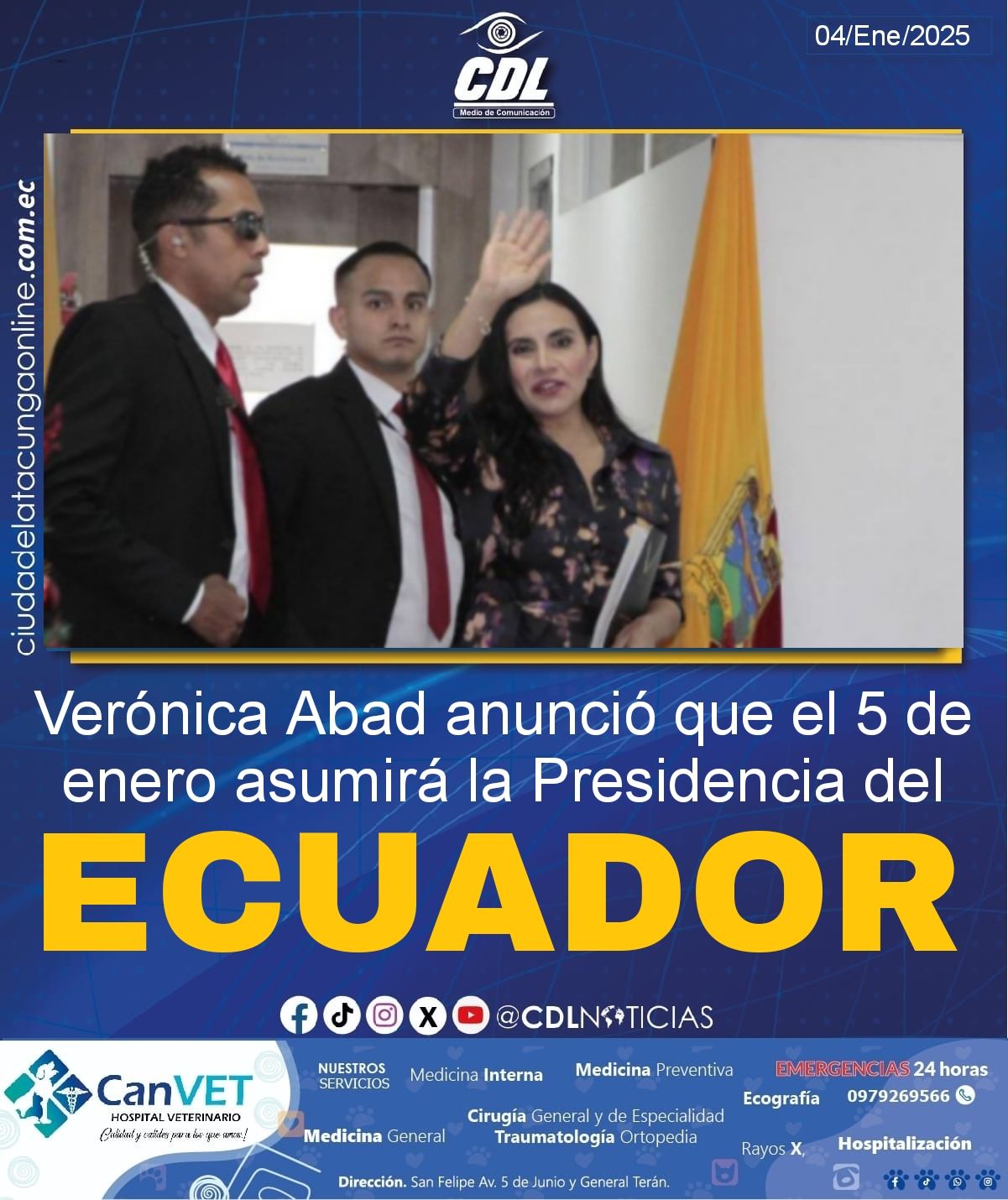 Verónica Abad anunció que el 5 de enero asumirá la Presidencia del Ecuador