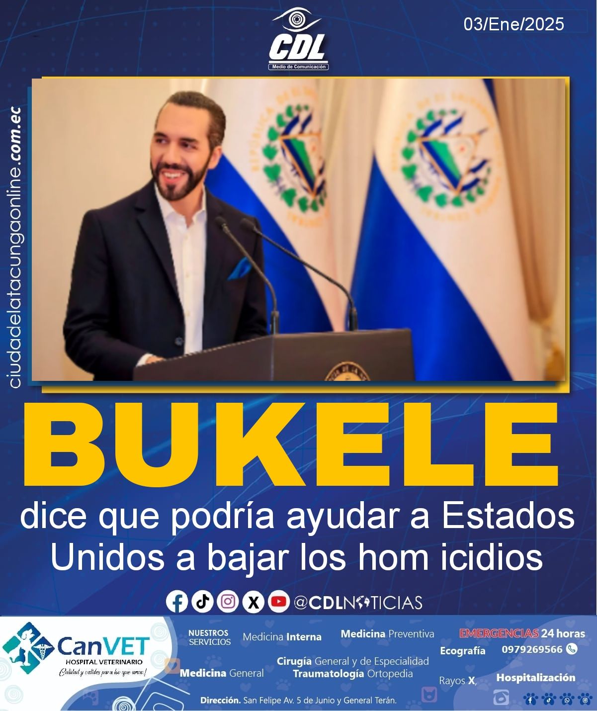 Nayib Bukele dice que podría ayudar a Estados Unidos a bajar los hom icidios