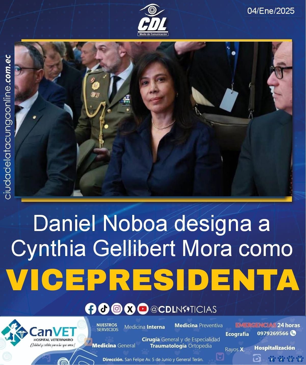 Daniel Noboa designa a Cynthia Gellibert Mora como vicepresidenta del Ecuador