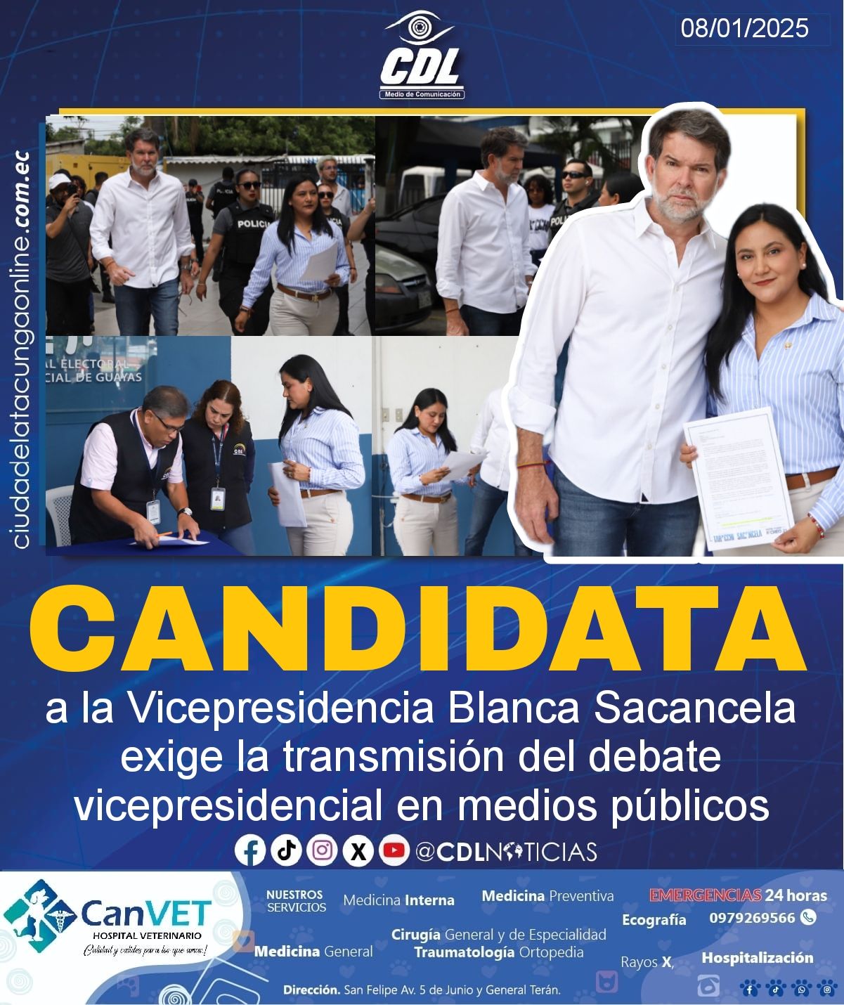 Candidata a la Vicepresidencia Blanca Sacancela exige la transmisión del debate vicepresidencial en medios públicos