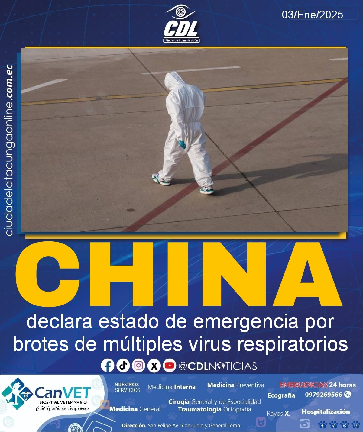 China declara estado de emergencia por brotes de múltiples virus respiratorios