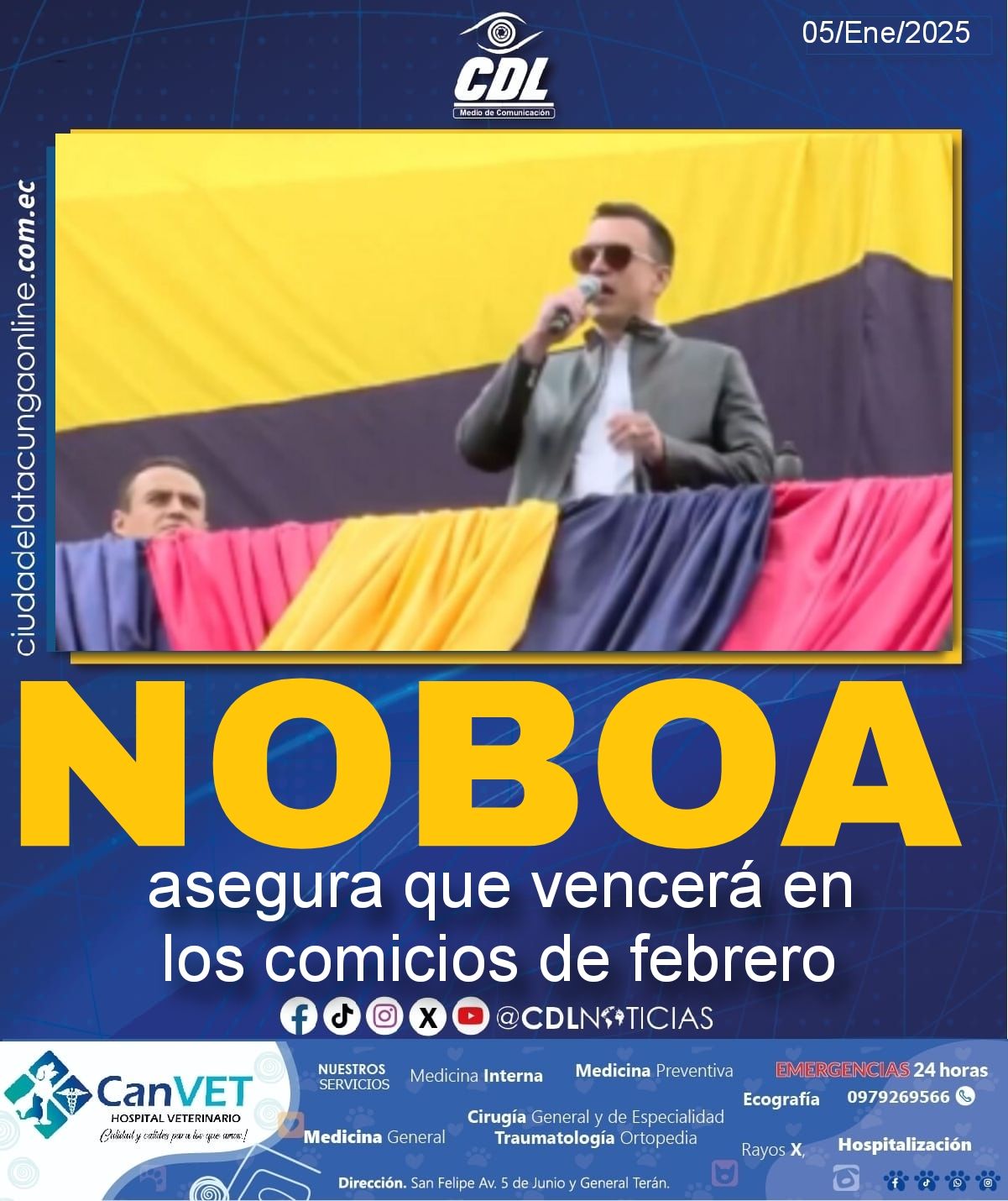 Noboa asegura que vencerá en los comicios de febrero