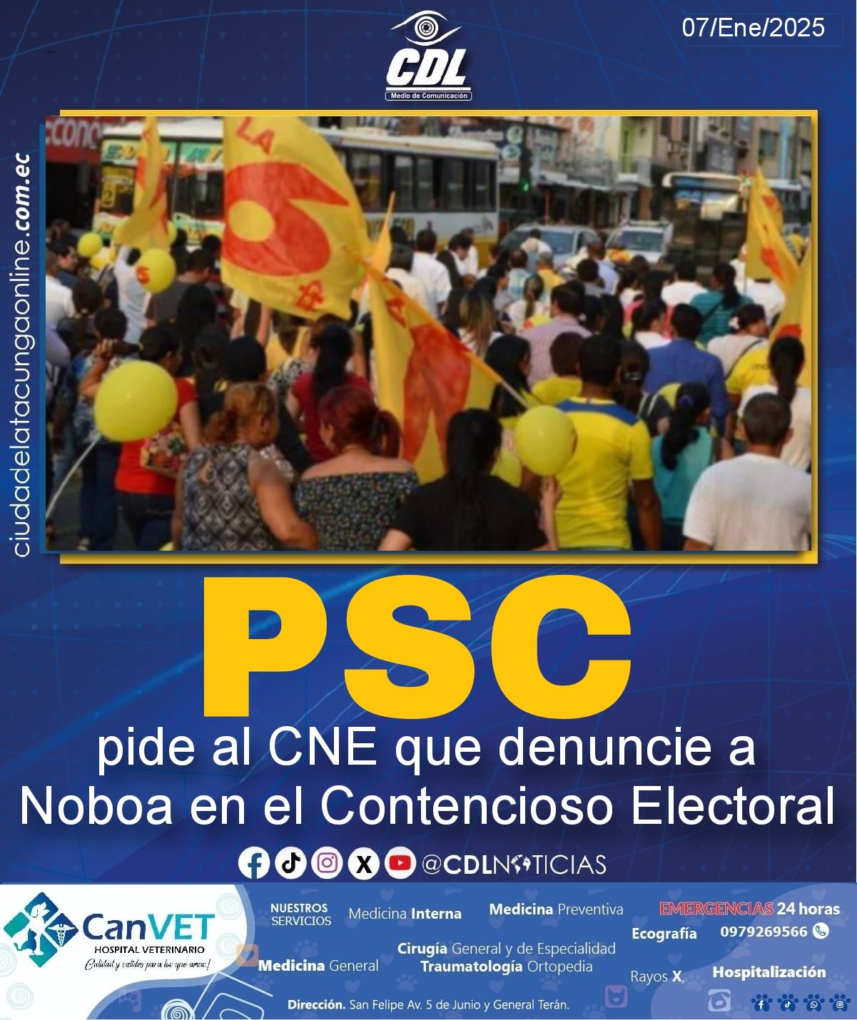 El PSC pide al CNE que denuncie a Noboa en el Contencioso Electoral