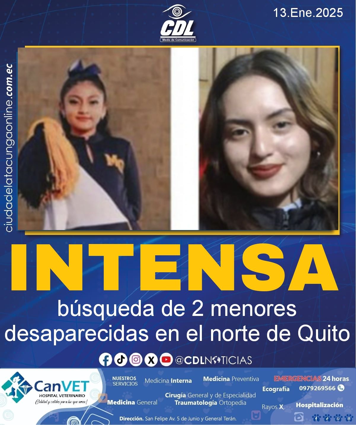 Intensa búsqueda de 2 menores desaparecidas en el norte de Quito