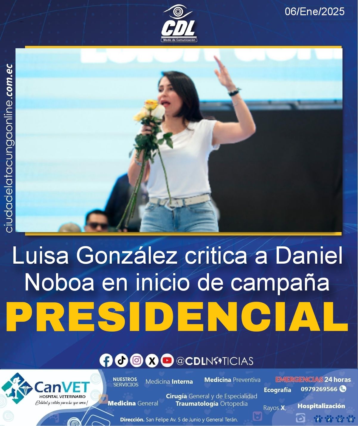 Luisa González critica a Daniel Noboa en inicio de campaña presidencial
